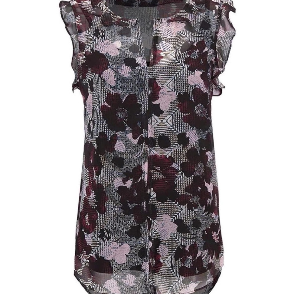 Cabi Weaver Top- 3618Floral Ruffle Sleeve Women's Top